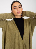 Khaki Short Asymmetrical Cardigan Without Closure