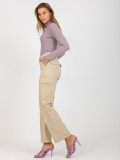 Light Purple Ribbed Sweater with Turtleneck and Buttons