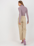 Light Purple Ribbed Sweater with Turtleneck and Buttons