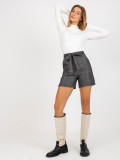 Elegant Dark Gray Women's Shorts with Belt