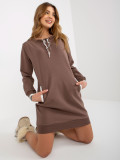 Brown Mini Dress with Drawstrings