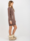 Brown Mini Dress with Drawstrings