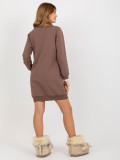 Brown Mini Dress with Drawstrings