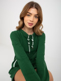 Dark Green Mini Dress with Pockets