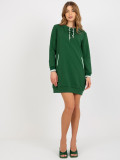 Dark Green Mini Dress with Pockets