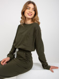 Khaki Casual Set with Short Sweatshirt