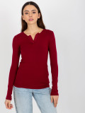 Bordeaux Viscose Blouse with V-Neck