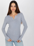 Gray Fitted Viscose Blouse for Everyday Wear