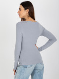 Gray Fitted Viscose Blouse for Everyday Wear
