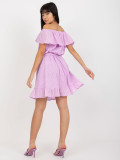 Light Purple Lace Dress with Ruffle