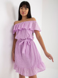 Light Purple Lace Dress with Ruffle