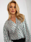 White-Beige Printed Satin-Look Shirt