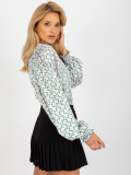 White-Beige Printed Satin-Look Shirt