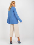Blue Long Oversize Sweater with Collar RUE PARIS