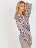 Ecru-Pink Printed Shirt with Wide Sleeves