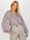 Ecru-Pink Printed Shirt with Wide Sleeves