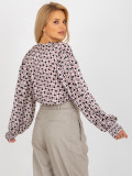 Ecru-Pink Printed Shirt with Wide Sleeves