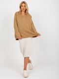 Camel Oversized Women's Sweater with Collar RUE PARIS
