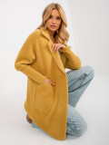 Mustard Loose Alpaca Coat with Pockets