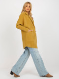 Mustard Loose Alpaca Coat with Pockets
