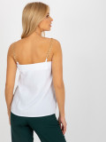 White Spaghetti Strap Top with Chain in Viscose