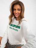 Ecru Women's Loose Hoodie Without Hood with Prints
