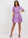 Light Purple Flared Dress with Ruffle