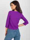 Purple Elegant Blouse with 3/4 Sleeves