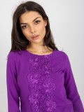 Purple Elegant Blouse with 3/4 Sleeves
