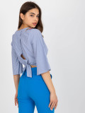 White-Blue Striped Elegant Blouse