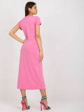 Pink Midi Cocktail Dress with Slit