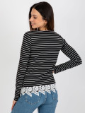 Black Blouse with Stripes and Lace