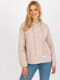 Beige Women's Hoodie Made of Cotton