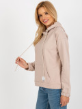 Beige Women's Hoodie Made of Cotton
