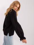 Black Blouse with Lace Sleeves