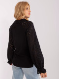 Black Blouse with Lace Sleeves