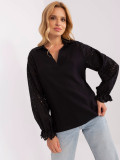 Black Blouse with Lace Sleeves
