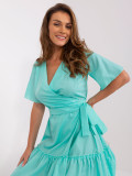 Mint Wrap Dress with Ruffle