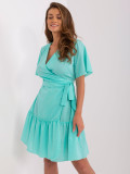 Mint Wrap Dress with Ruffle