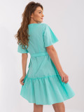 Mint Wrap Dress with Ruffle