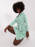White-Green Simple Dress with Collar