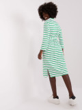 White-Green Simple Dress with Collar