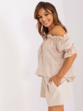 Beige Blouse with Ajour Pattern