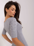 Gray Mini Dress with Stripes