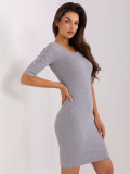 Gray Mini Dress with Stripes