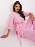 Light Pink Women's Casual Set with Wide Pants