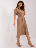 Beige Midi Shirt Dress ZULUNA