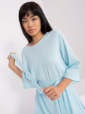 Light Blue Casual Set with Oversized Blouse