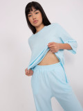 Light Blue Casual Set with Oversized Blouse