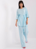 Light Blue Casual Set with Oversized Blouse